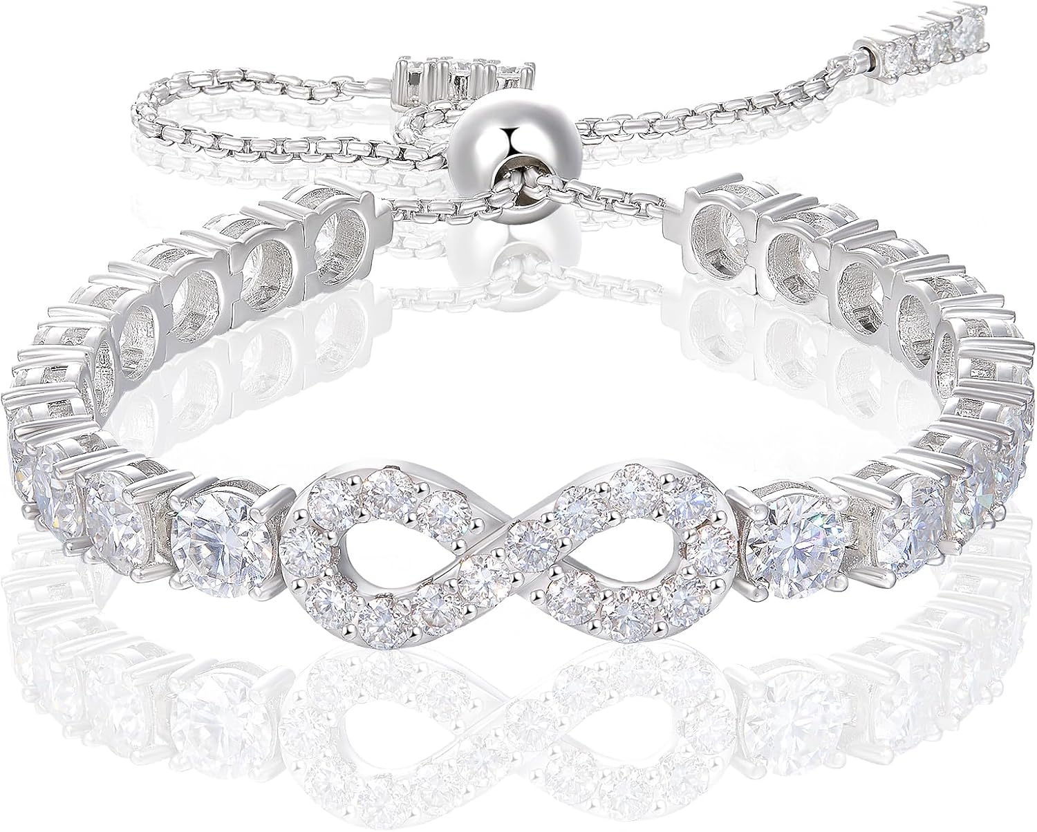 moissanite tennis bracelet in gold vermeil — sterling silver with lab-created diamonds — view 4