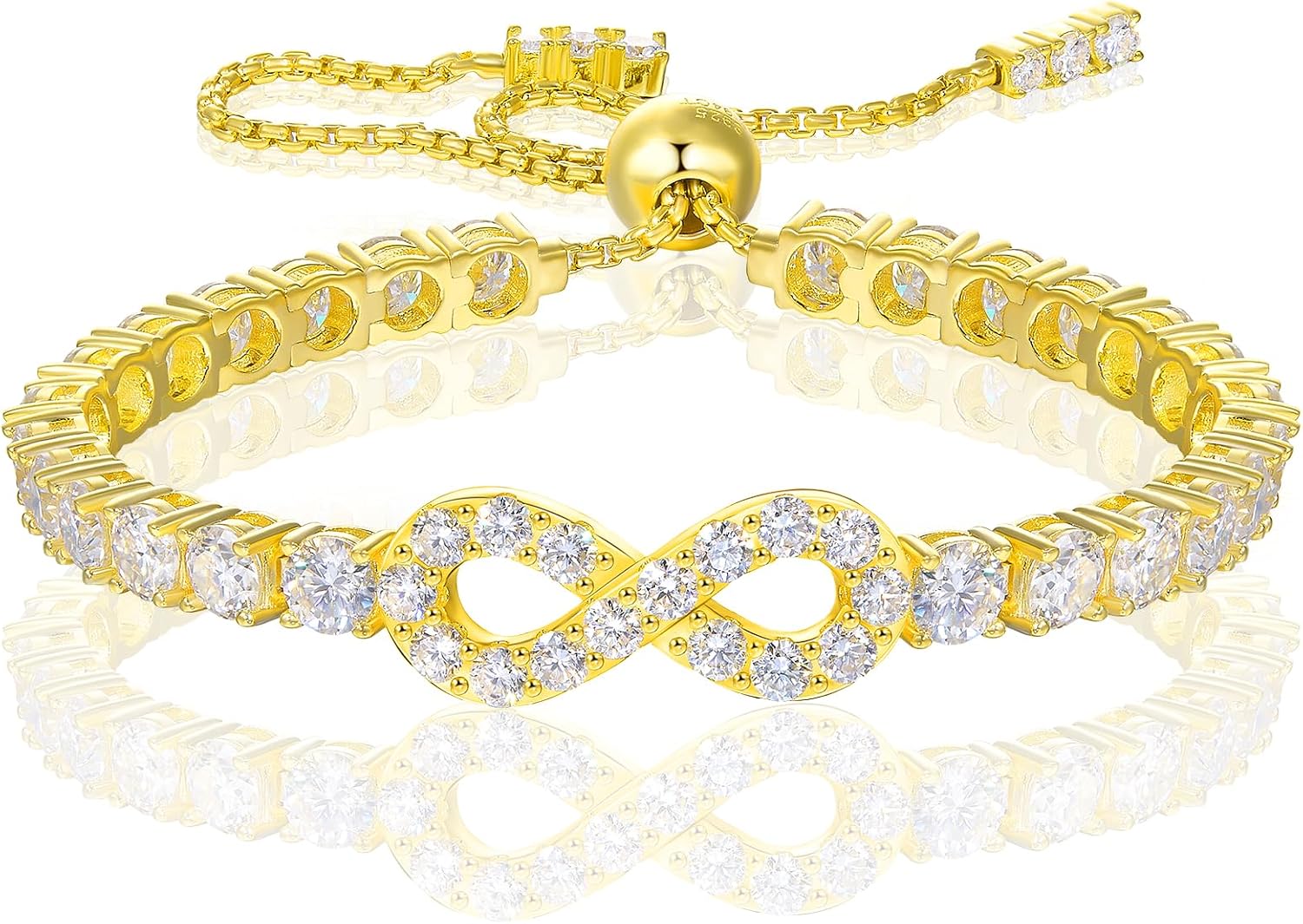 moissanite tennis bracelet in gold vermeil — sterling silver with lab-created diamonds — view 2