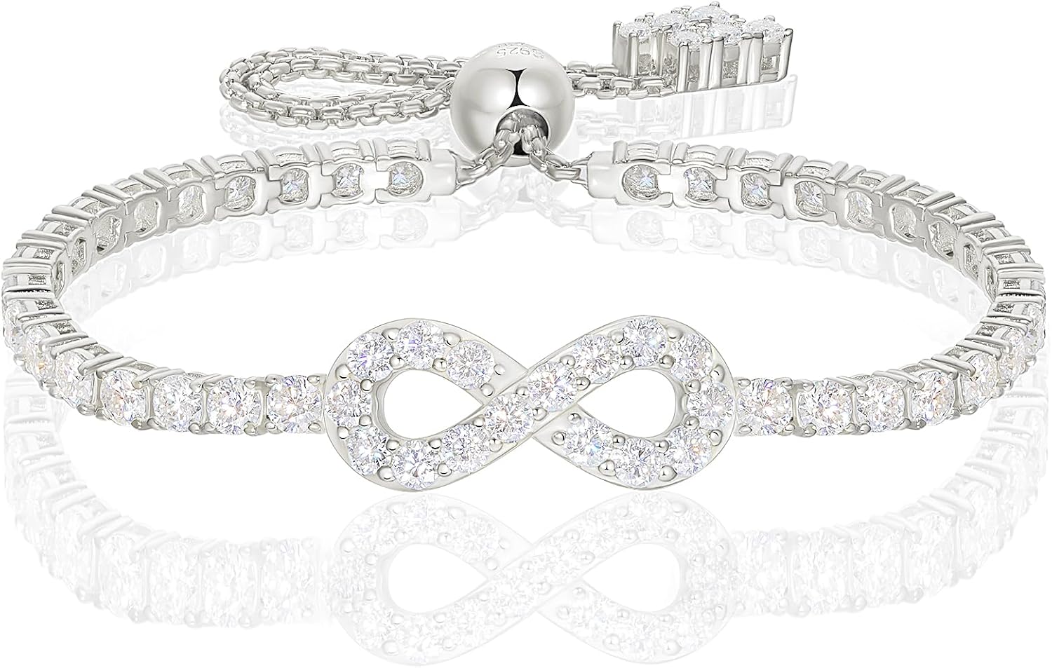 moissanite tennis bracelet in gold vermeil — sterling silver with lab-created diamonds — view 3