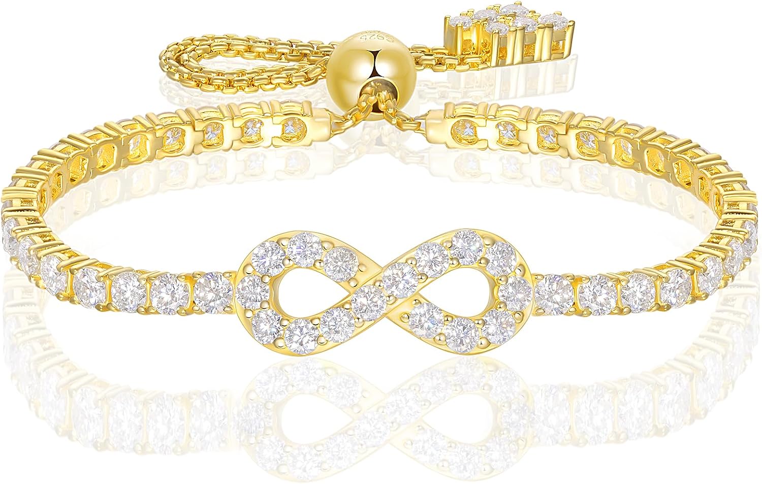 moissanite tennis bracelet in gold vermeil — sterling silver with lab-created diamonds — view 4