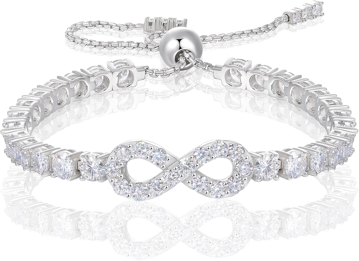 moissanite tennis bracelet in gold vermeil — sterling silver with lab-created diamonds — view 5
