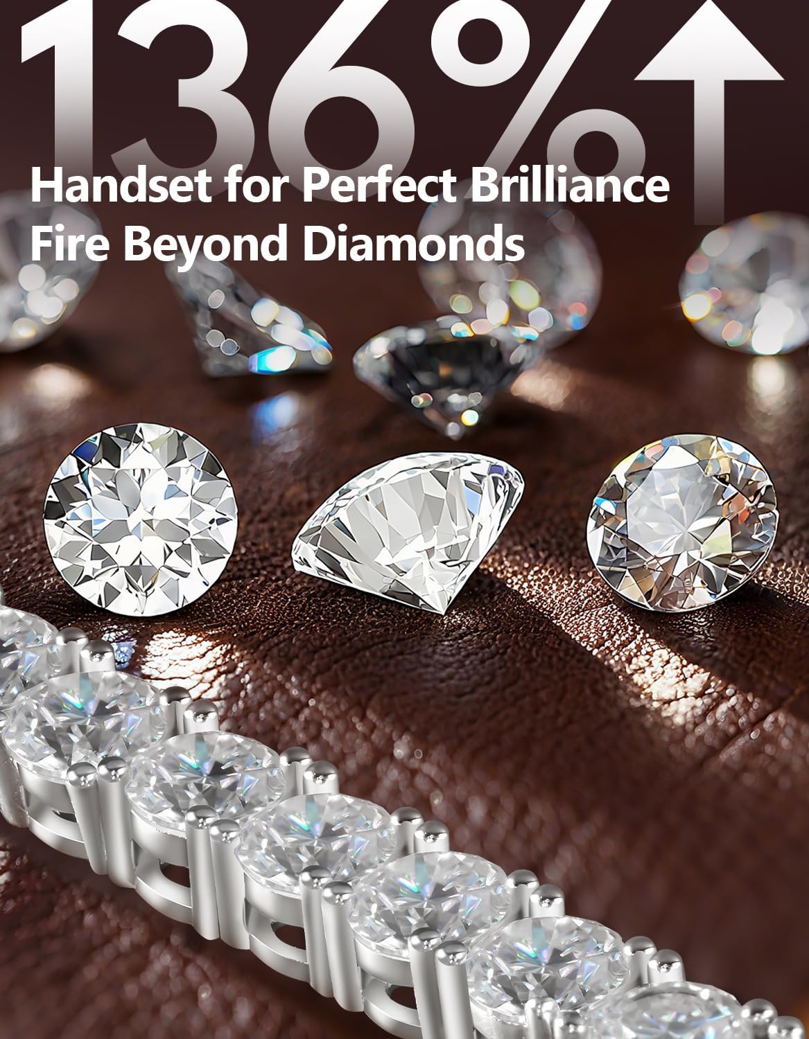 Lab-grown moissanite tennis bracelet in gold tone, sterling silver with luxury sparkle — view 5