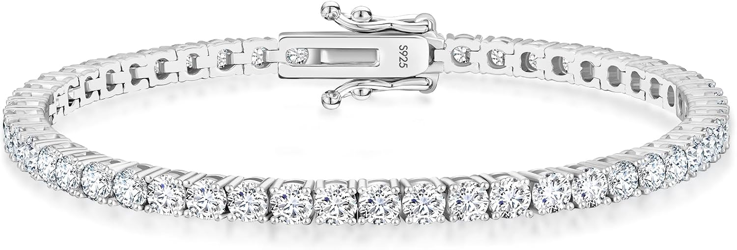 Lab-grown moissanite tennis bracelet in gold tone, sterling silver with luxury sparkle — view 2