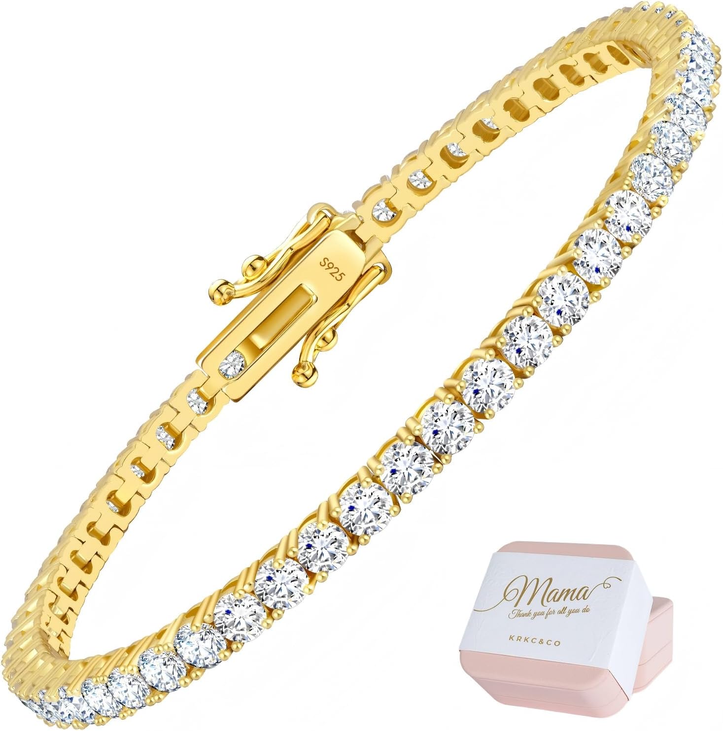Lab-grown moissanite tennis bracelet in gold tone, sterling silver with luxury sparkle — view 3
