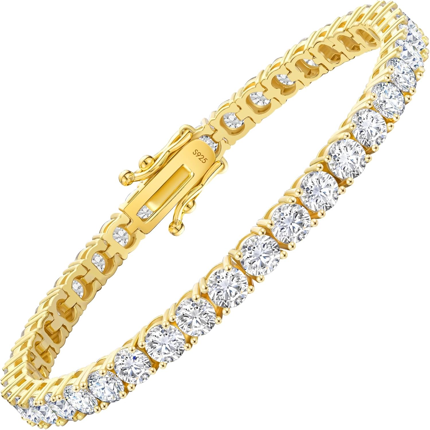 Lab-grown moissanite tennis bracelet in gold tone, sterling silver with luxury sparkle — view 4