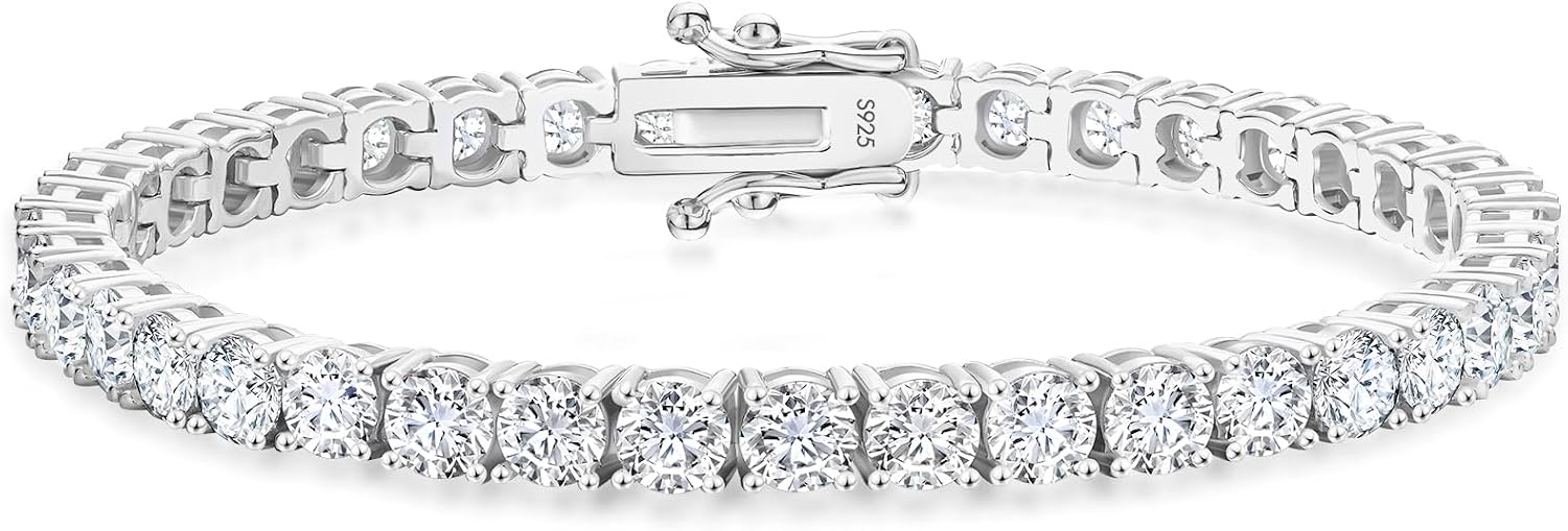 Lab-grown moissanite tennis bracelet in gold tone, sterling silver with luxury sparkle — view 5