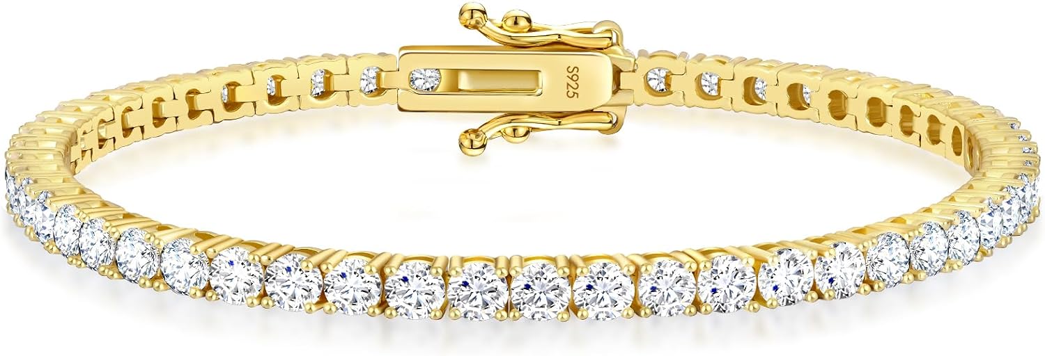 Lab-grown moissanite tennis bracelet in gold tone, sterling silver with luxury sparkle — view 6