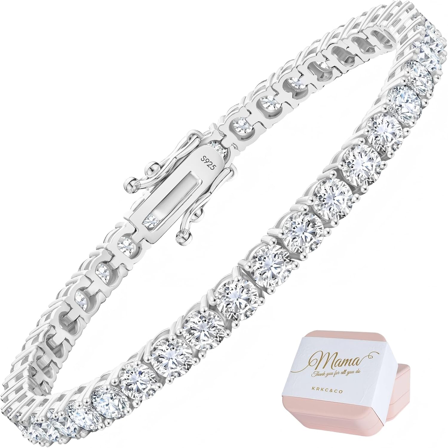 Lab-grown moissanite tennis bracelet in gold tone, sterling silver with luxury sparkle — view 7