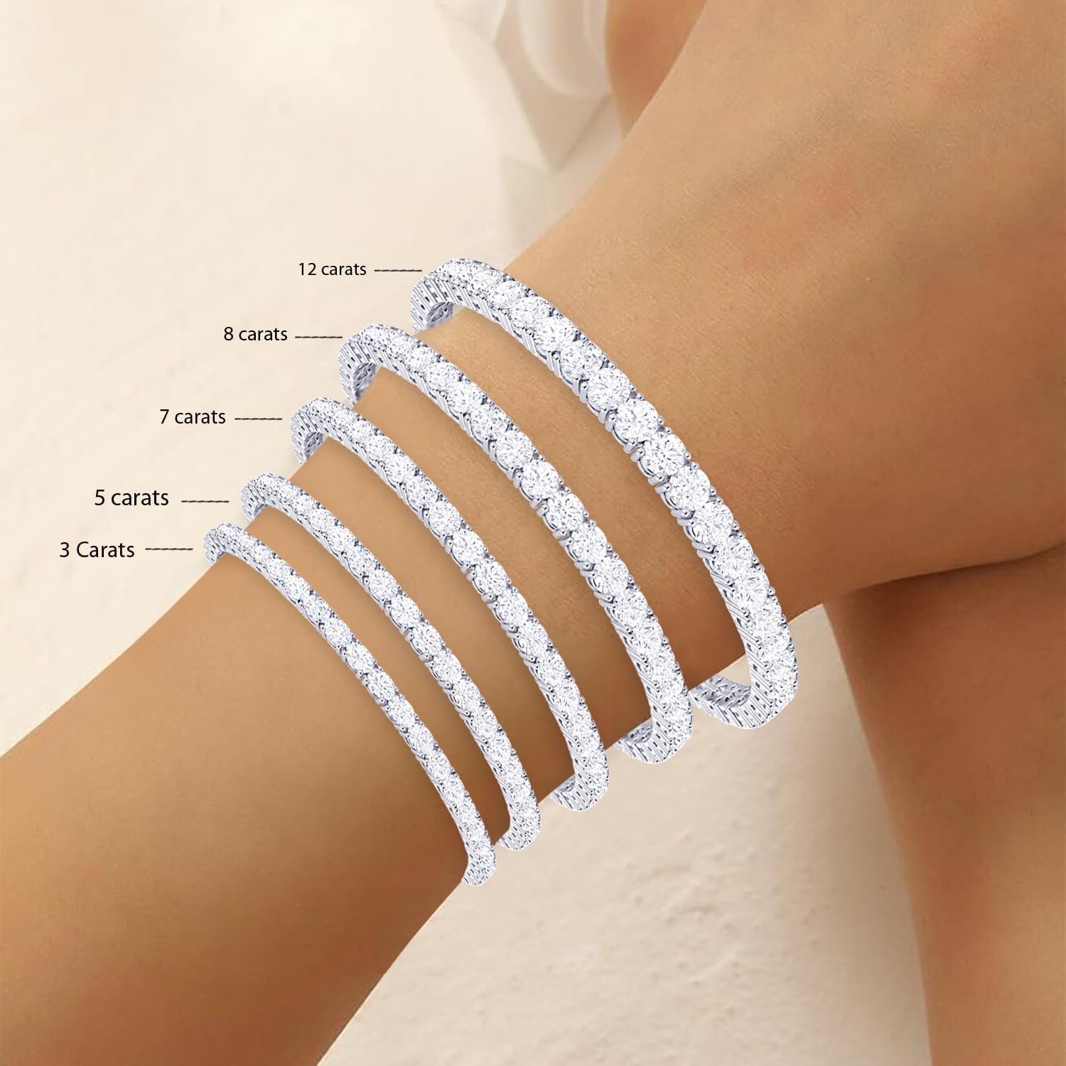 Natural diamond tennis bracelet in 14K gold with 4-prong settings — view 2