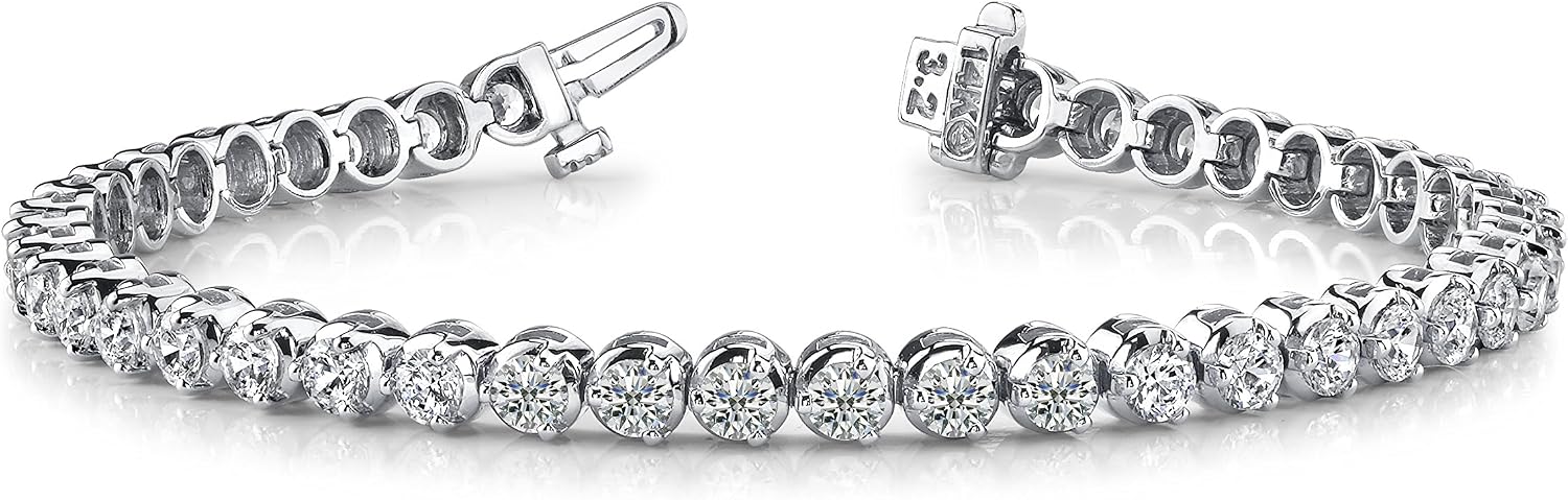 Lab-grown diamond tennis bracelet in white gold — classic luxury sparkle — view 1