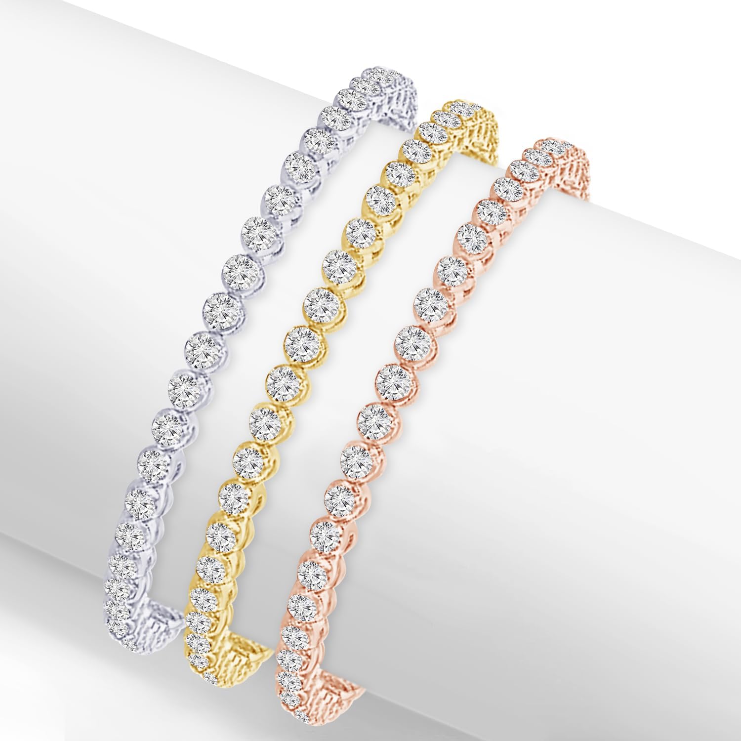 Lab-grown diamond tennis bracelet in white gold — classic luxury sparkle — view 2