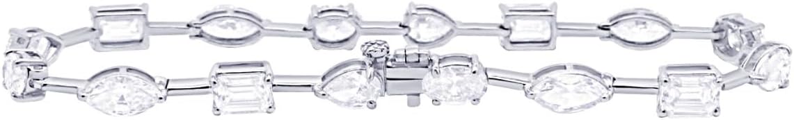 Lab grown diamond tennis bracelet in white gold with 4-prong settings — view 3
