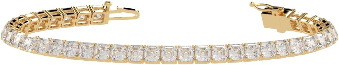 Lab grown diamond tennis bracelet in white gold with 4-prong settings — view 4
