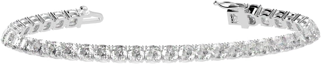 Lab grown diamond tennis bracelet in white gold with 4-prong settings — view 2
