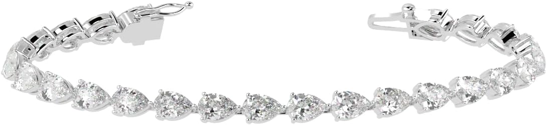 Lab grown diamond tennis bracelet in white gold with 4-prong settings — view 3