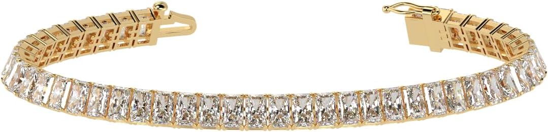 Lab grown diamond tennis bracelet in white gold with 4-prong settings — view 4