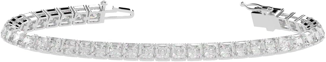 Lab grown diamond tennis bracelet in white gold with 4-prong settings — view 5