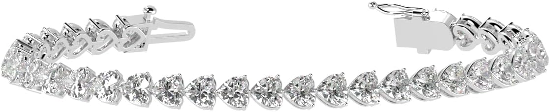 Lab grown diamond tennis bracelet in white gold with 4-prong settings — view 1