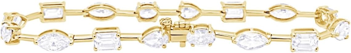 Lab grown diamond tennis bracelet in white gold with 4-prong settings — view 2