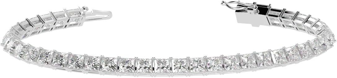 Lab grown diamond tennis bracelet in white gold with 4-prong settings — view 3