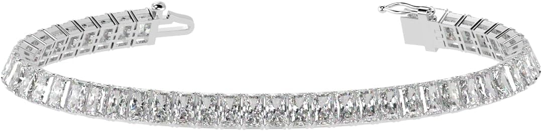 Lab grown diamond tennis bracelet in white gold with 4-prong settings — view 4