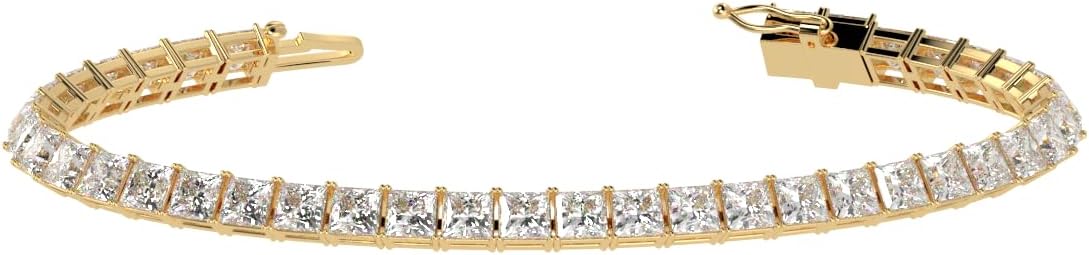 Lab grown diamond tennis bracelet in white gold with 4-prong settings — view 2