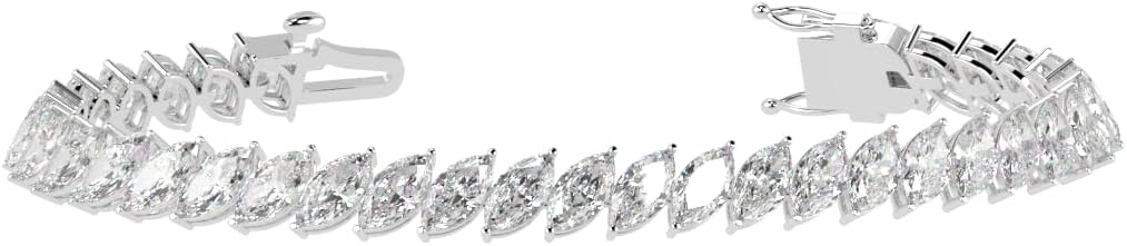 Lab grown diamond tennis bracelet in white gold with 4-prong settings — view 3