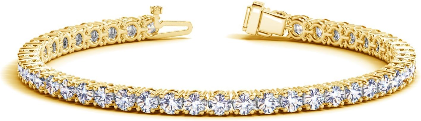 Lab grown diamond tennis bracelet in white gold with 4-prong settings — view 6