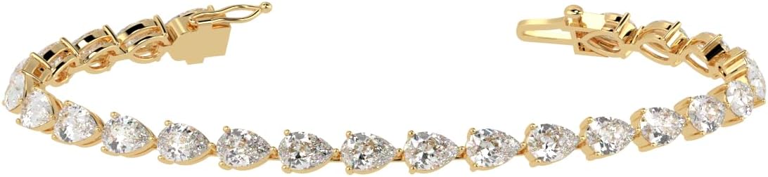 Lab grown diamond tennis bracelet in white gold with 4-prong settings — view 7