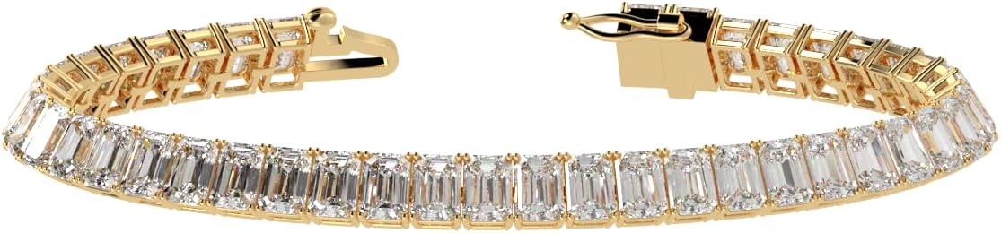 Lab grown diamond tennis bracelet in white gold with 4-prong settings — front