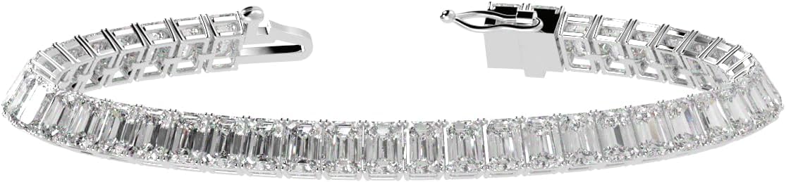 Lab grown diamond tennis bracelet in white gold with 4-prong settings — side
