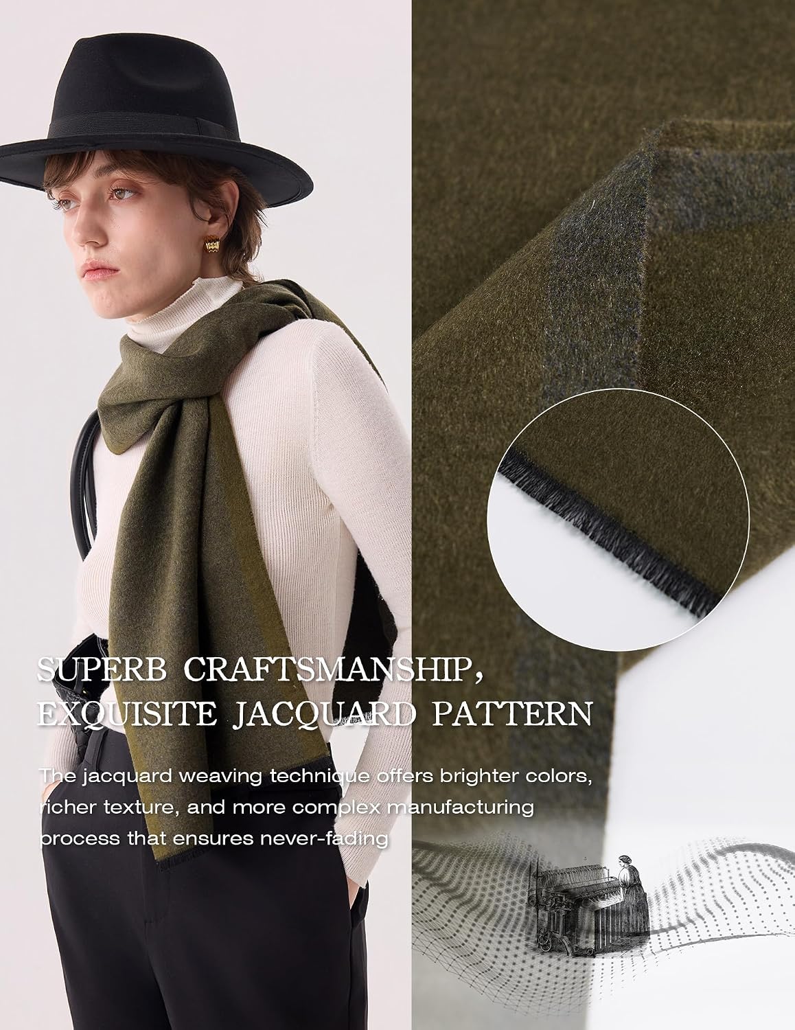 Long mulberry silk scarf in warm neutrals — lightweight winter accessory — view 4