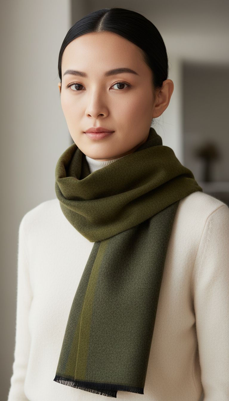 Long mulberry silk scarf in warm neutrals — lightweight winter accessory — view 1