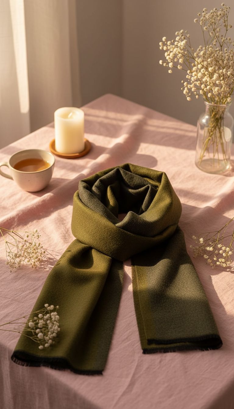 Long mulberry silk scarf in warm neutrals — lightweight winter accessory — view 2