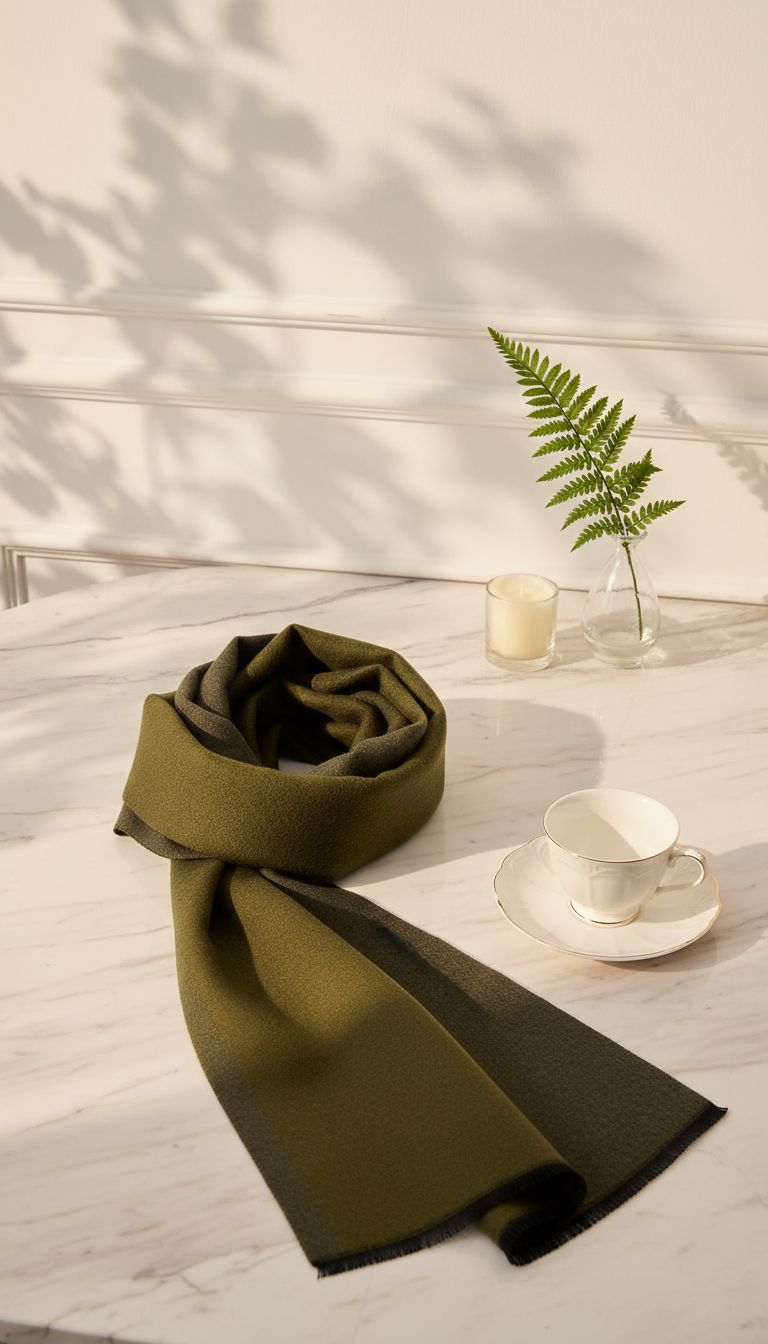 Long mulberry silk scarf in warm neutrals — lightweight winter accessory — view 4