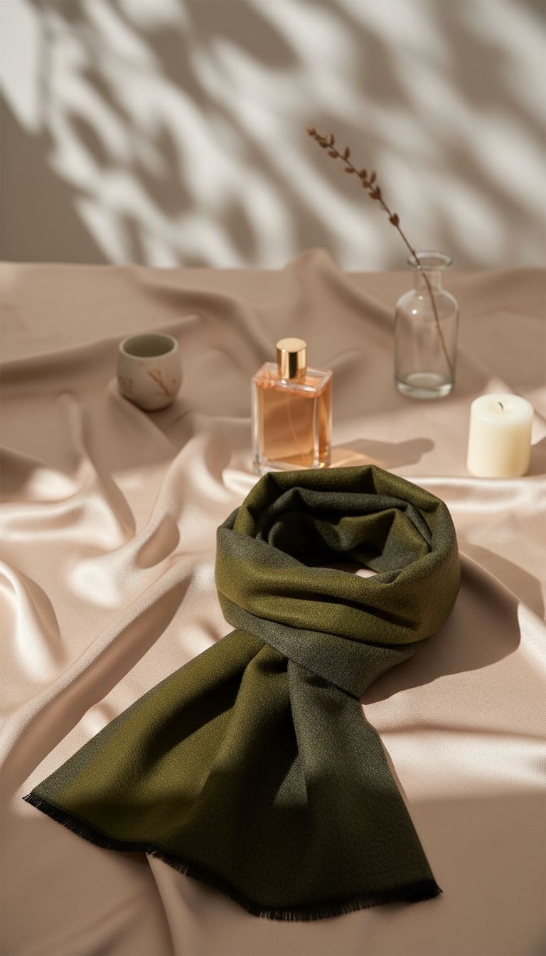 Long mulberry silk scarf in warm neutrals — lightweight winter accessory — view 5