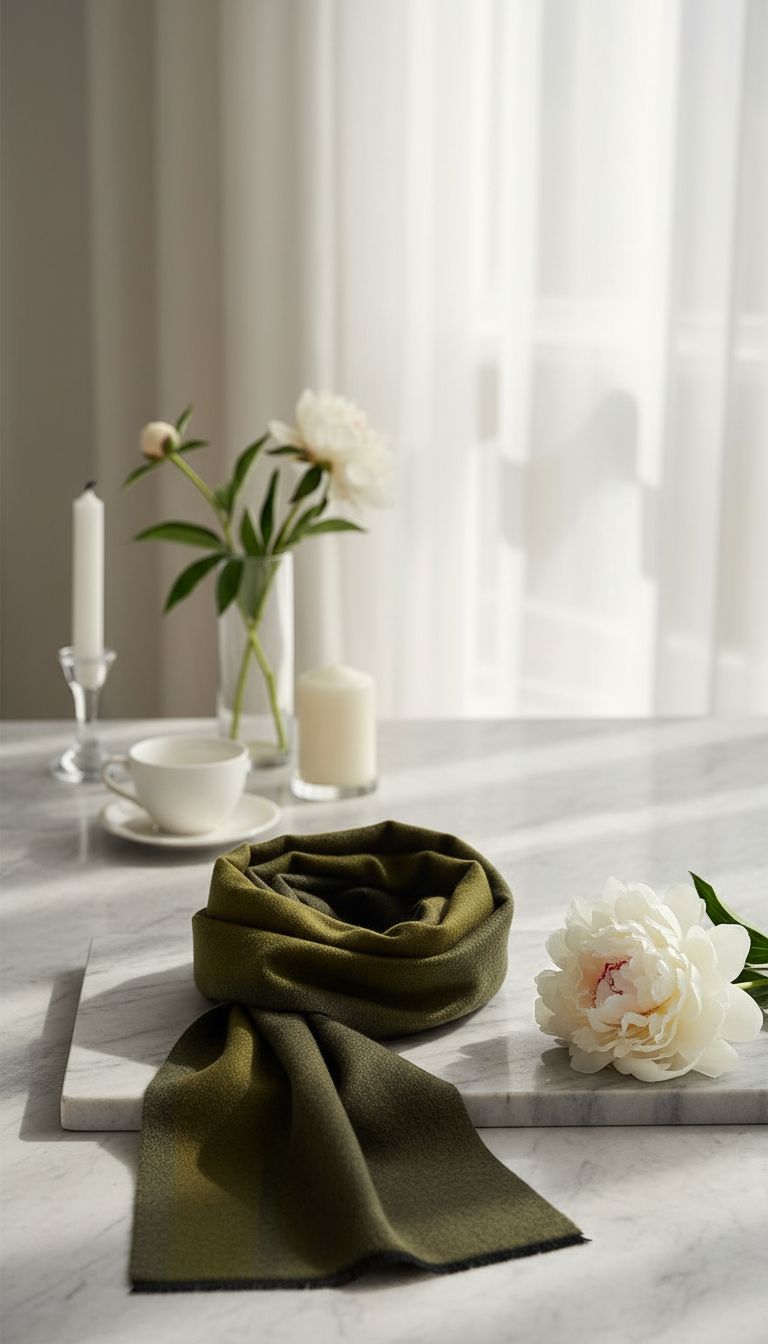 Long mulberry silk scarf in warm neutrals — lightweight winter accessory — view 7