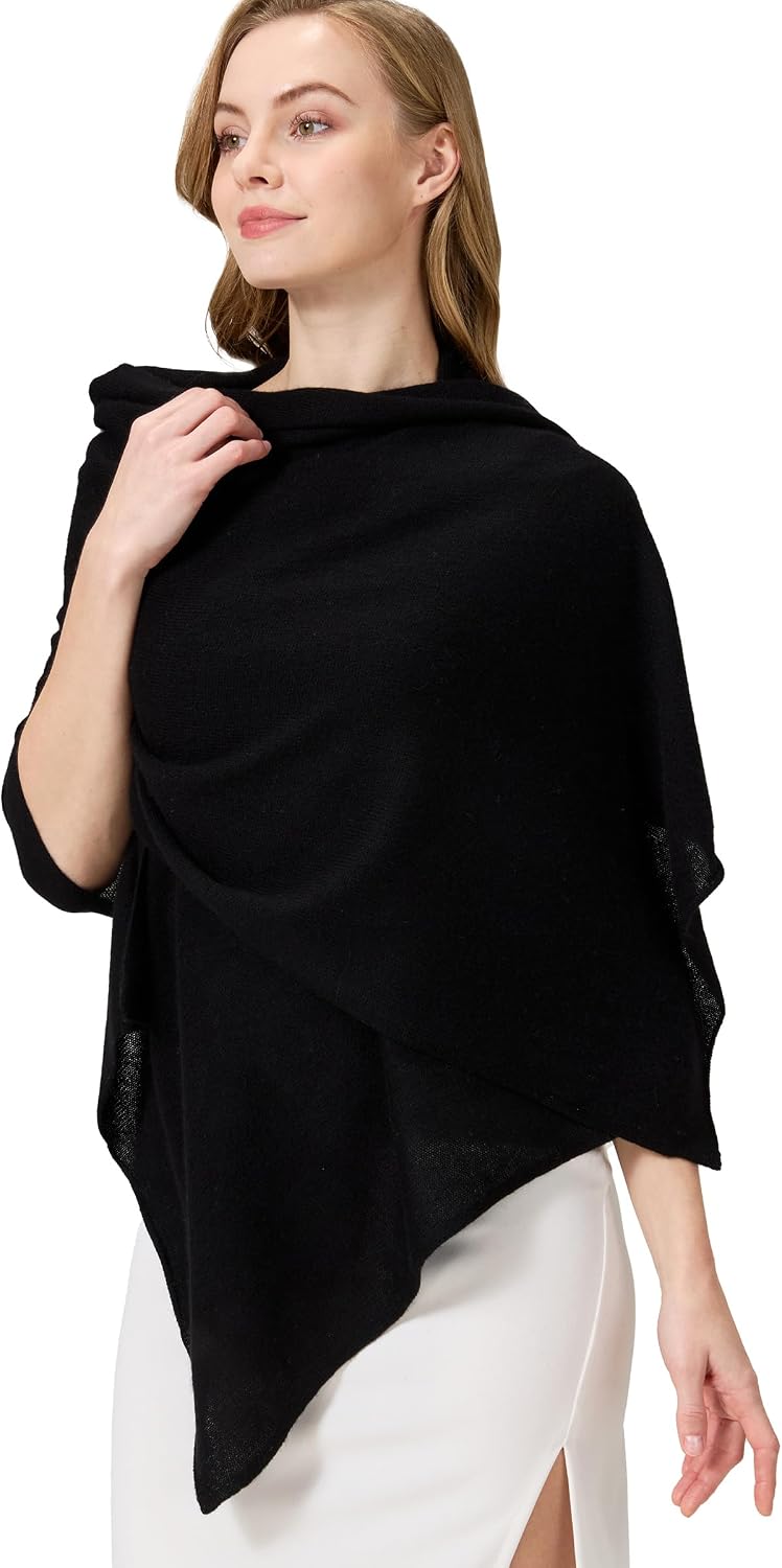 cashmere pashmina wrap in neutral tone — lightweight travel shawl — view 1