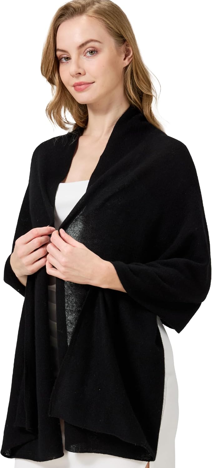 cashmere pashmina wrap in neutral tone — lightweight travel shawl — view 4