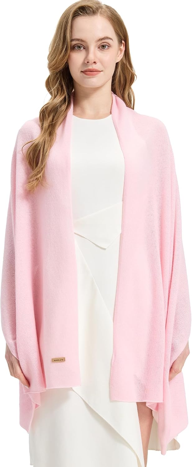 cashmere pashmina wrap in neutral tone — lightweight travel shawl — side