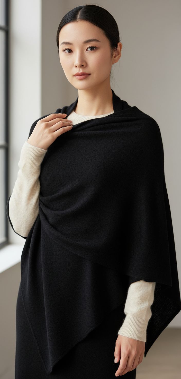 cashmere pashmina wrap in neutral tone — lightweight travel shawl — view 1