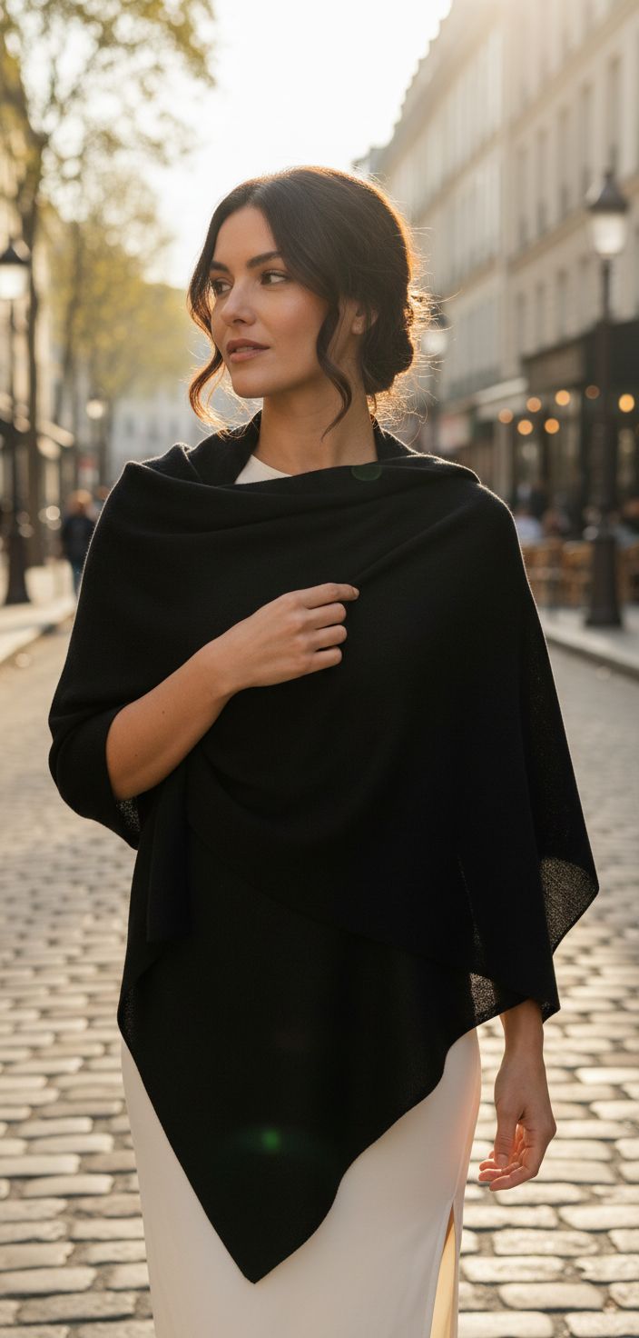 cashmere pashmina wrap in neutral tone — lightweight travel shawl — view 4