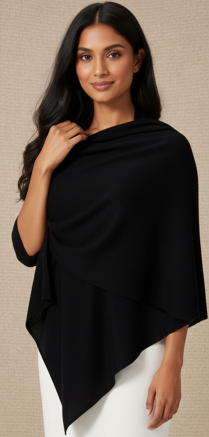 cashmere pashmina wrap in neutral tone — lightweight travel shawl — view 6