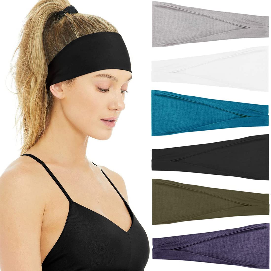 Wide elastic sports headband in multi colors — non-slip design for workouts — back