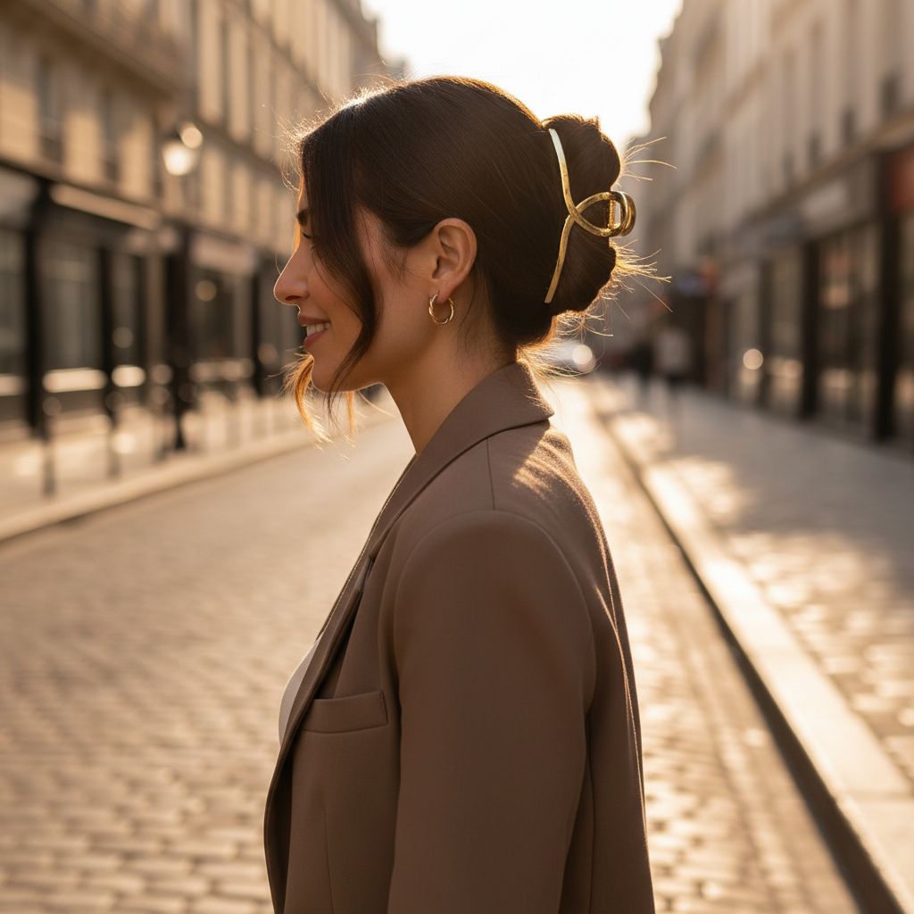 Gold metal hair claw clips with non-slip grip — designed for thick and thin hair — view 4