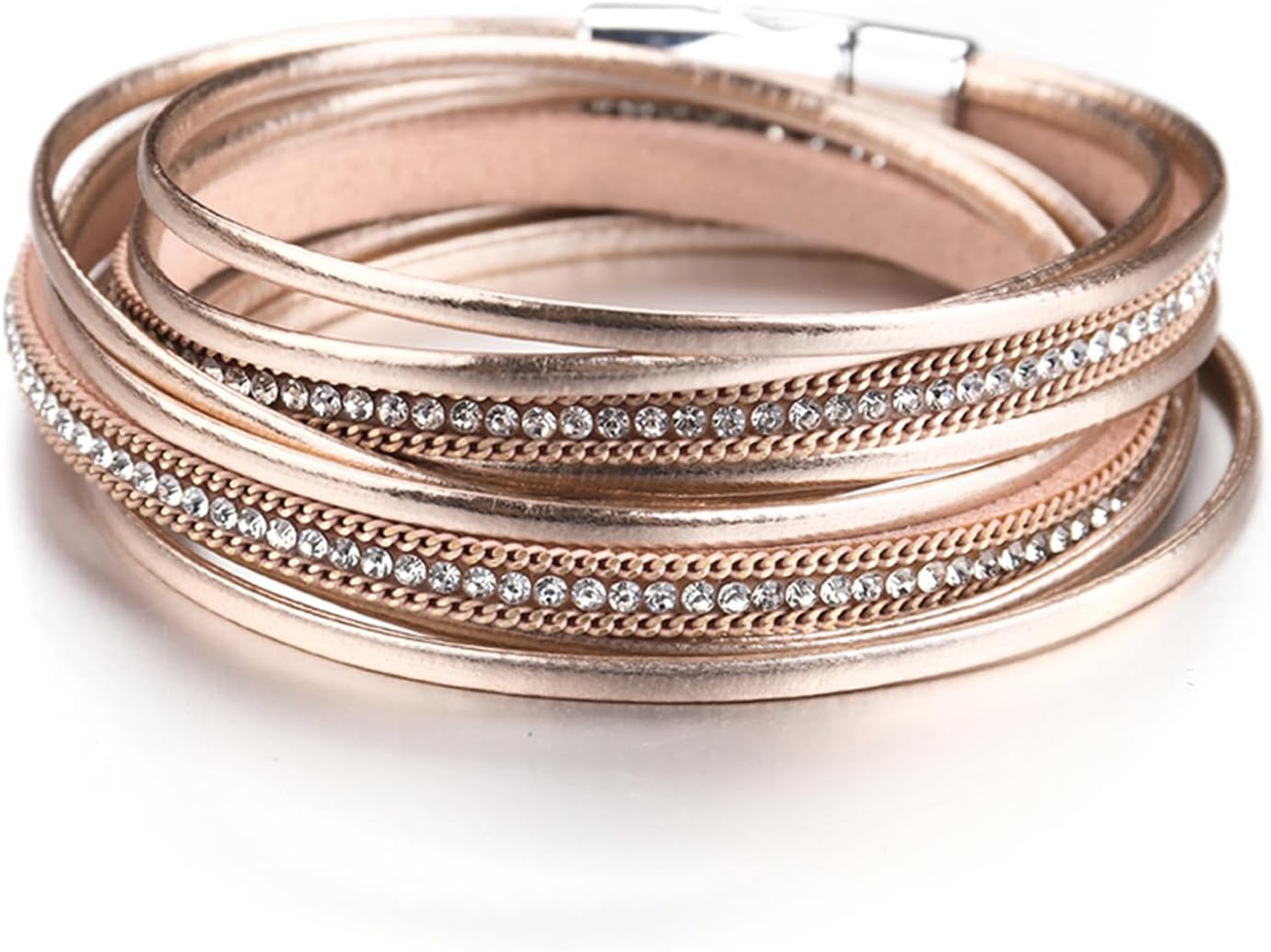 leather wrap bracelets in warm neutrals — boho western stacked style — view 3