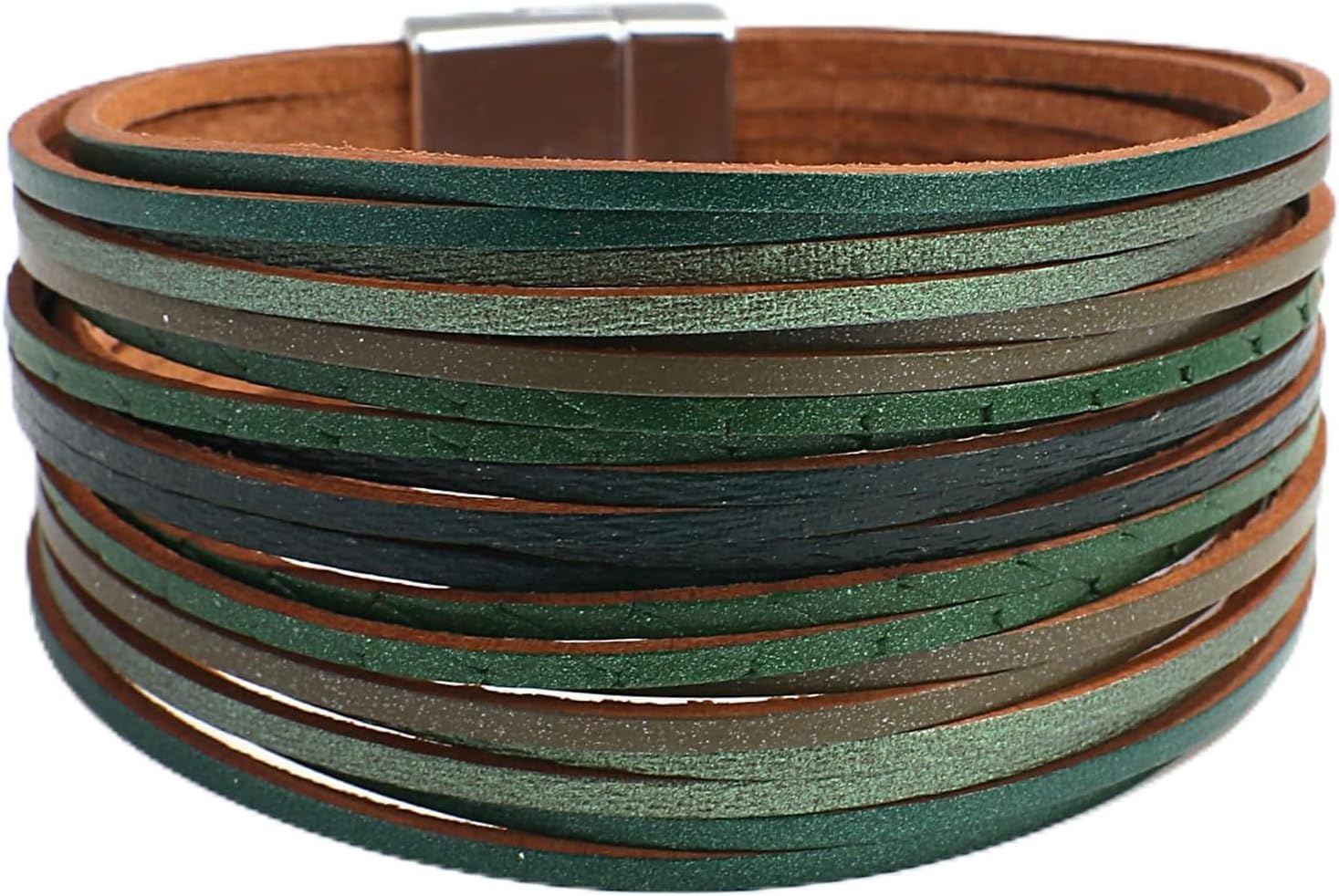 leather wrap bracelets in warm neutrals — boho western stacked style — view 4