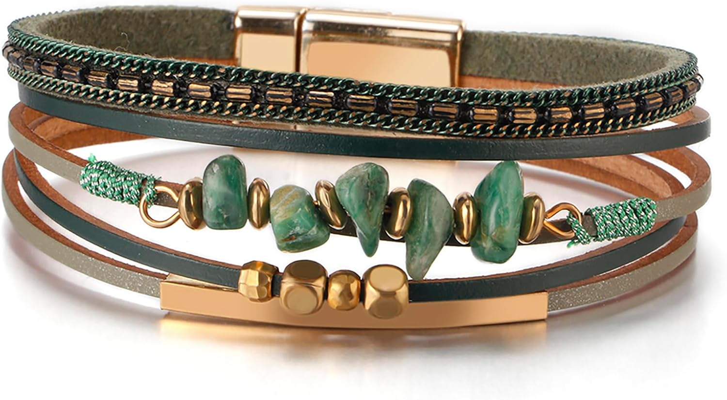 leather wrap bracelets in warm neutrals — boho western stacked style — view 2