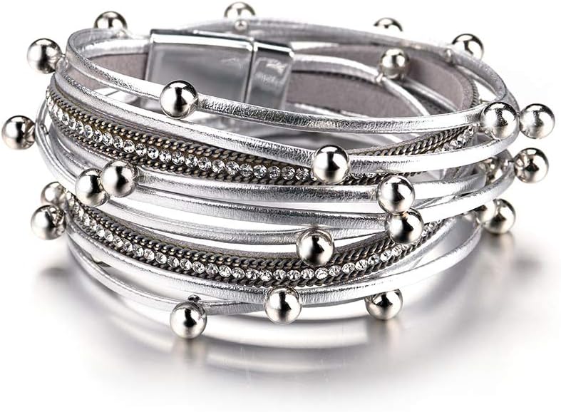 leather wrap bracelets in warm neutrals — boho western stacked style — view 3