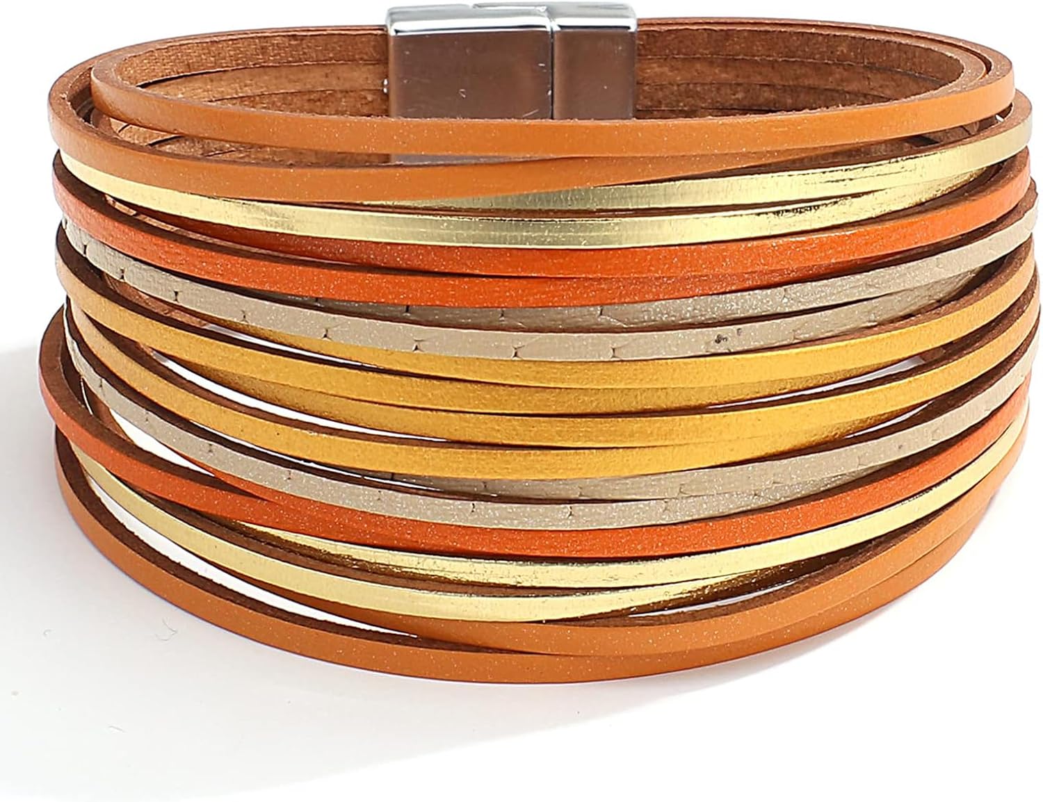 leather wrap bracelets in warm neutrals — boho western stacked style — view 5
